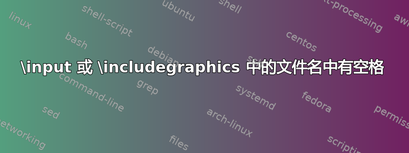 \input 或 \includegraphics 中的文件名中有空格