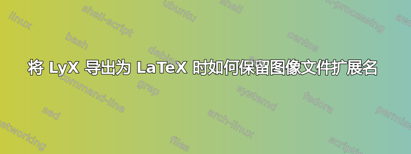 将 LyX 导出为 LaTeX 时如何保留图像文件扩展名