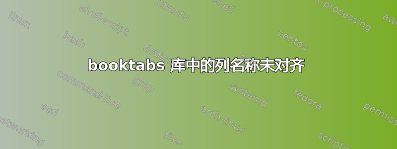 booktabs 库中的列名称未对齐