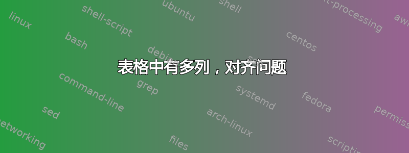 表格中有多列，对齐问题