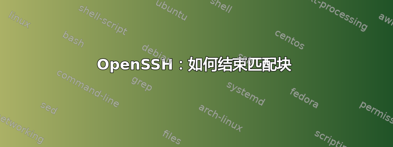 OpenSSH：如何结束匹配块