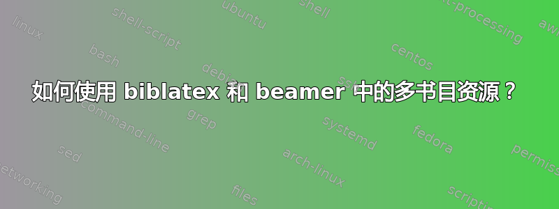 如何使用 biblatex 和 beamer 中的多书目资源？