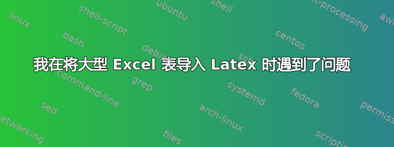 我在将大型 Excel 表导入 Latex 时遇到了问题 