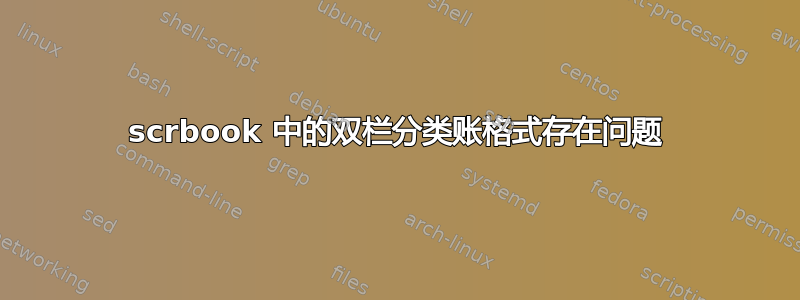 scrbook 中的双栏分类账格式存在问题