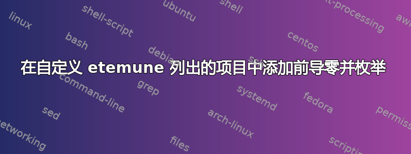 在自定义 etemune 列出的项目中添加前导零并枚举