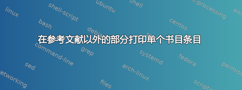 在参考文献以外的部分打印单个书目条目