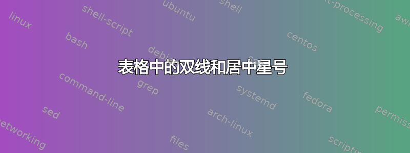 表格中的双线和居中星号