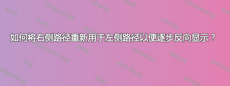 如何将右侧路径重新用于左侧路径以便逐步反向显示？