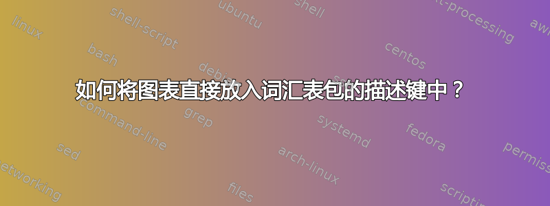 如何将图表直接放入词汇表包的描述键中？