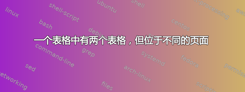 一个表格中有两个表格，但位于不同的页面