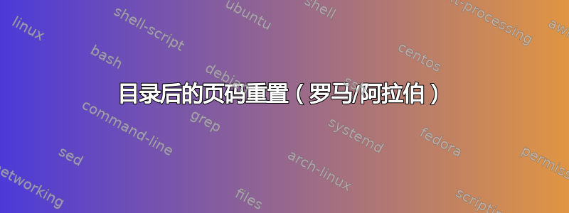 目录后的页码重置（罗马/阿拉伯）