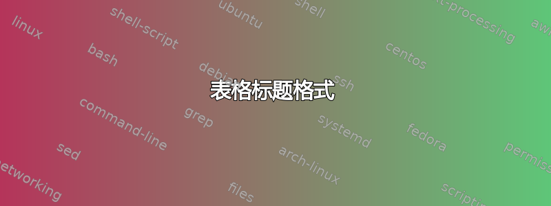 表格标题格式