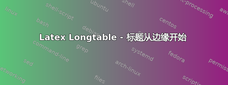 Latex Longtable - 标题从边缘开始