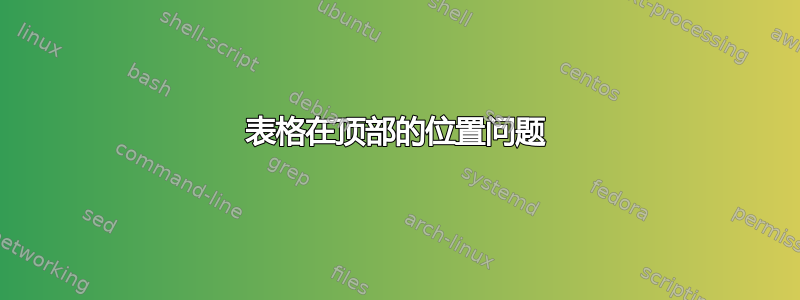 表格在顶部的位置问题