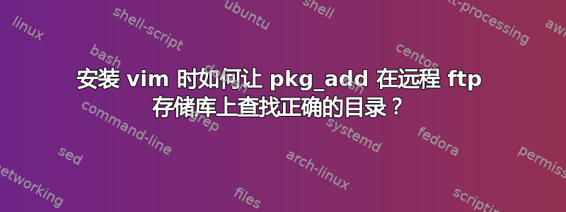 安装 vim 时如何让 pkg_add 在远程 ftp 存储库上查找正确的目录？