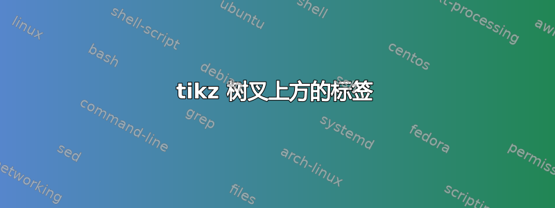 tikz 树叉上方的标签