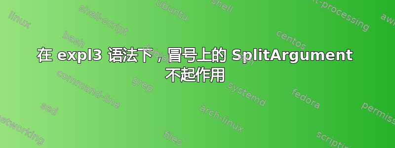 在 expl3 语法下，冒号上的 SplitArgument 不起作用