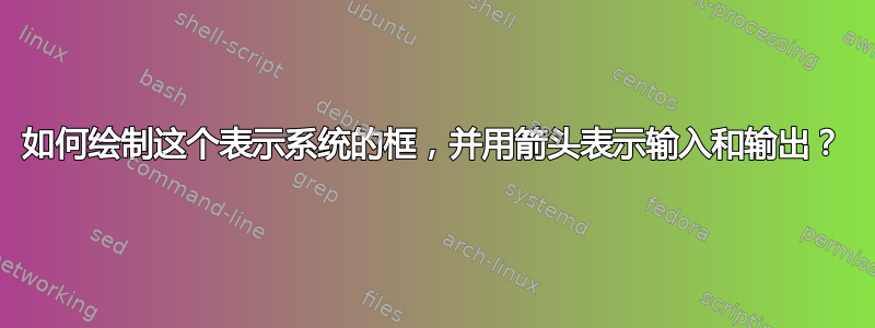 如何绘制这个表示系统的框，并用箭头表示输入和输出？