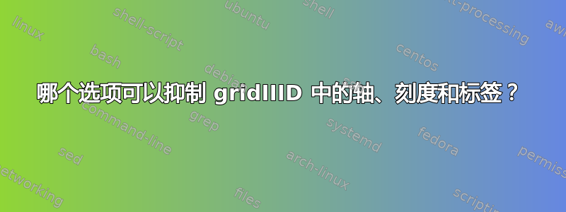 哪个选项可以抑制 gridIIID 中的轴、刻度和标签？