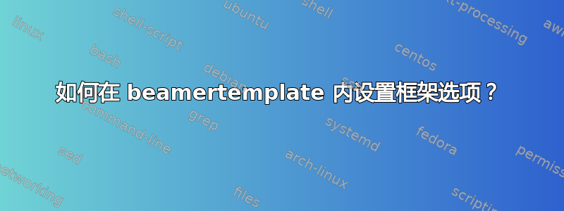 如何在 beamertemplate 内设置框架选项？