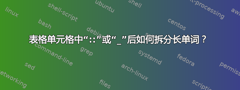 表格单元格中“::”或“_”后如何拆分长单词？