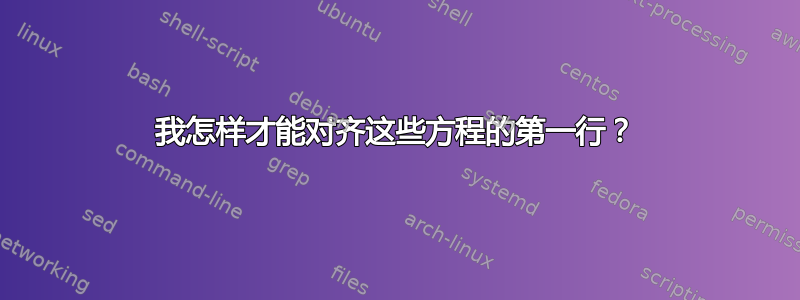 我怎样才能对齐这些方程的第一行？