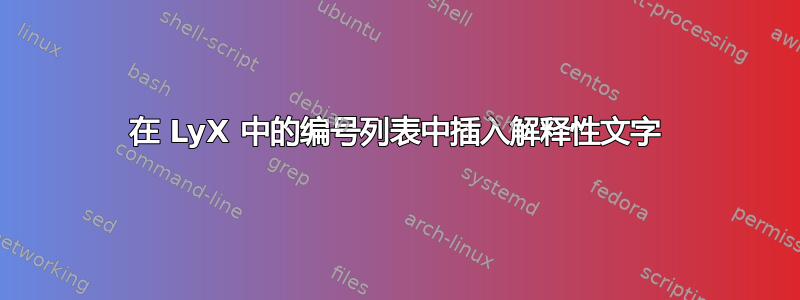 在 LyX 中的编号列表中插入解释性文字