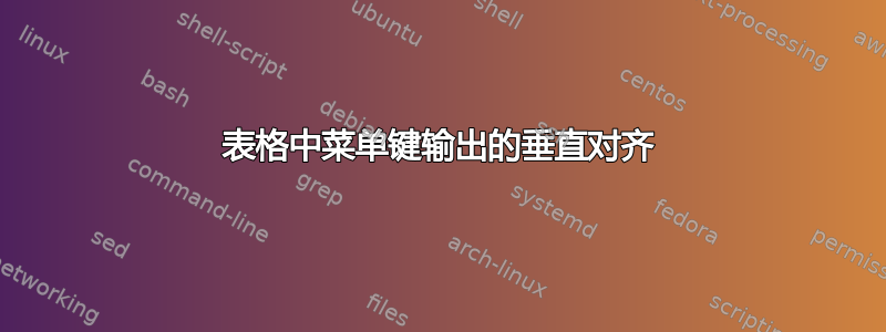 表格中菜单键输出的垂直对齐