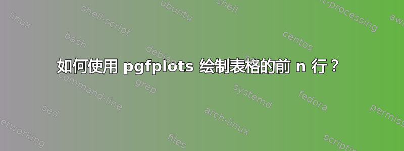 如何使用 pgfplots 绘制表格的前 n 行？