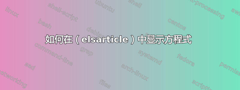 如何在（elsarticle）中显示方程式