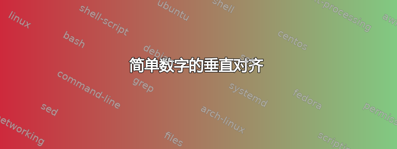 简单数字的垂直对齐