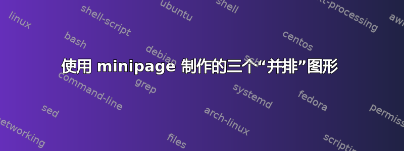 使用 minipage 制作的三个“并排”图形