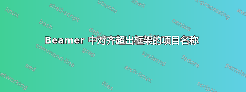 Beamer 中对齐超出框架的项目名称