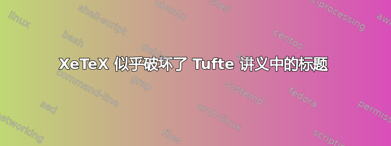 XeTeX 似乎破坏了 Tufte 讲义中的标题