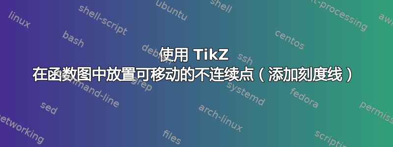 使用 TikZ 在函数图中放置可移动的不连续点（添加刻度线）