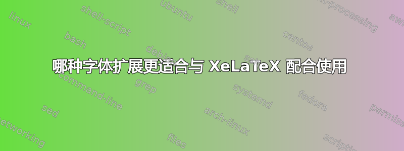 哪种字体扩展更适合与 XeLaTeX 配合使用