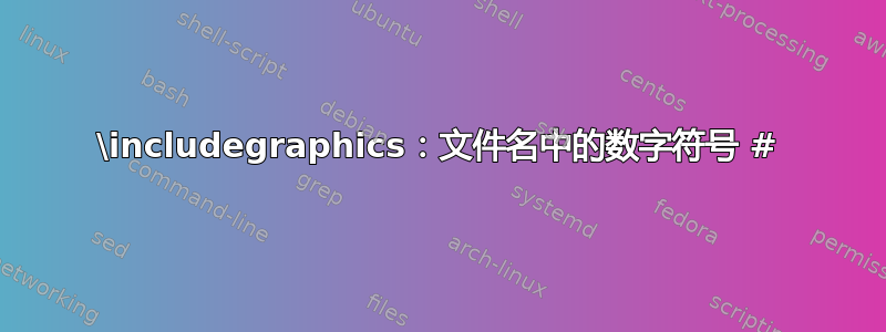 \includegraphics：文件名中的数字符号 #