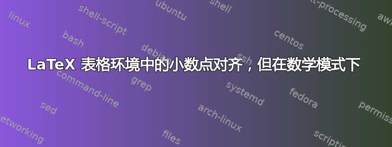 LaTeX 表格环境中的小数点对齐，但在数学模式下