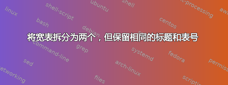 将宽表拆分为两个，但保留相同的标题和表号