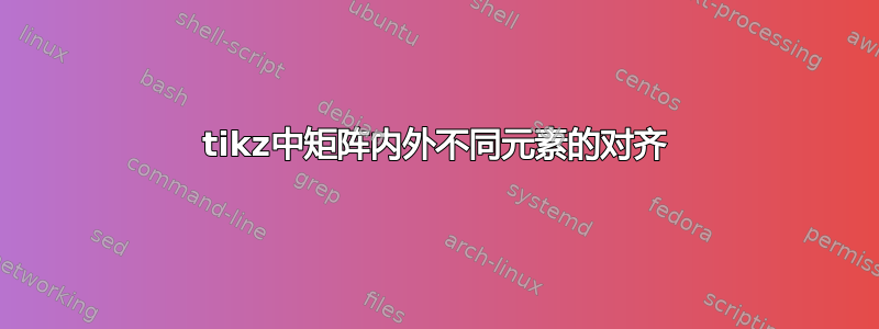 tikz中矩阵内外不同元素的对齐