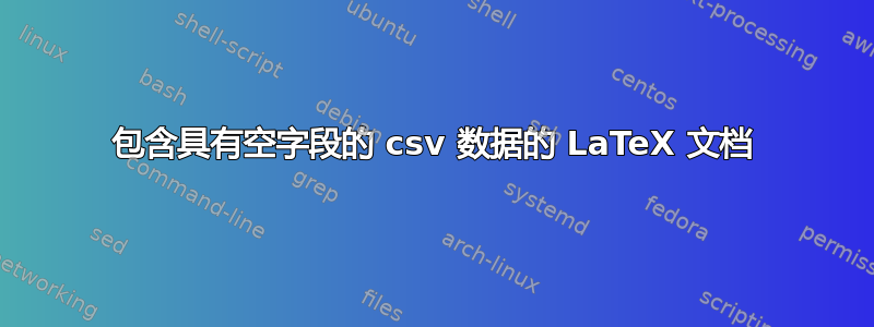 包含具有空字段的 csv 数据的 LaTeX 文档