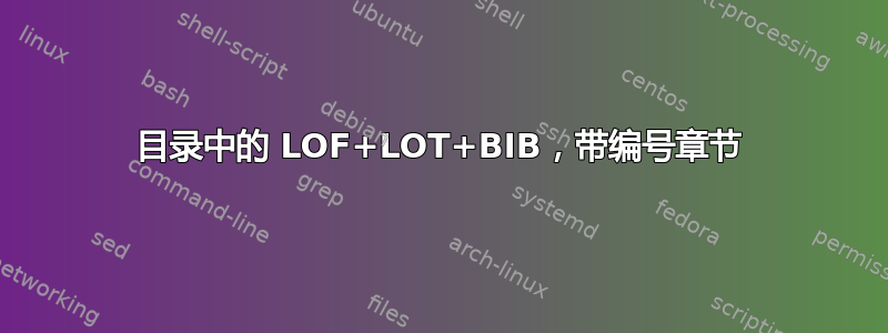 目录中的 LOF+LOT+BIB，带编号章节