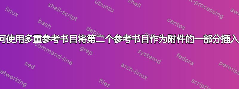 如何使用多重参考书目将第二个参考书目作为附件的一部分插入？