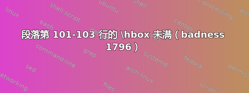 段落第 101-103 行的 \hbox 未满（badness 1796）