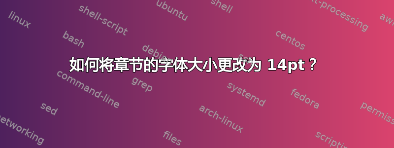 如何将章节的字体大小更改为 14pt？