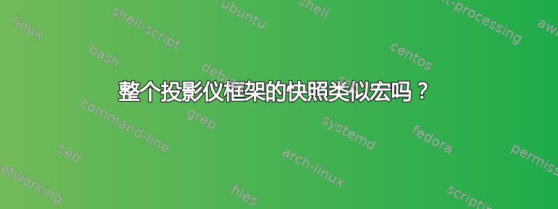 整个投影仪框架的快照类似宏吗？