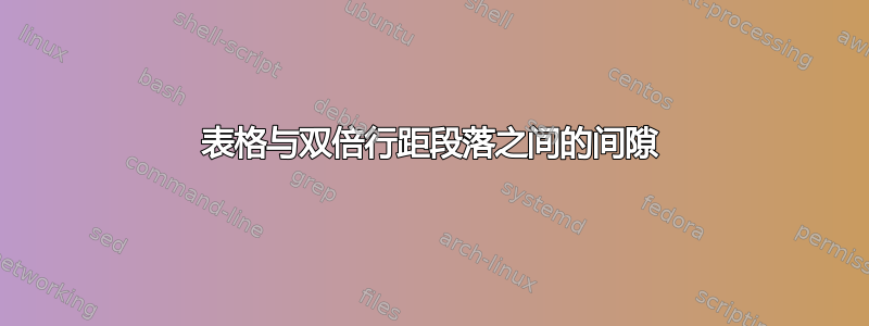 表格与双倍行距段落之间的间隙