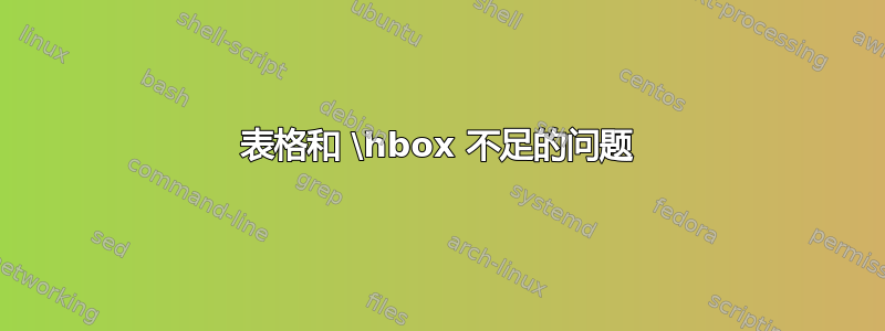 表格和 \hbox 不足的问题