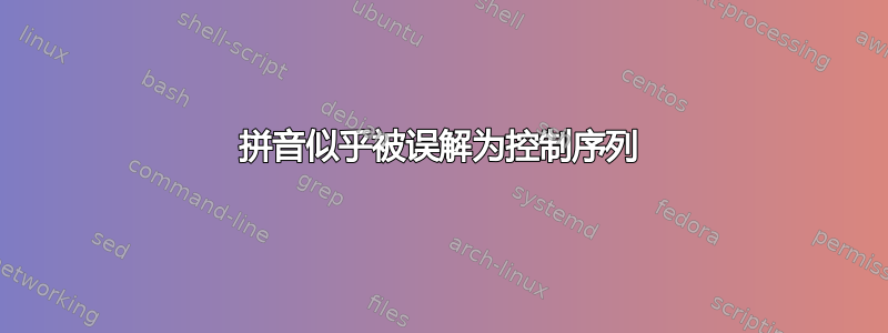 拼音似乎被误解为控制序列