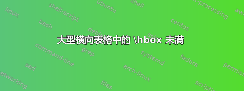 大型横向表格中的 \hbox 未满